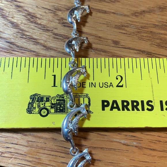 Vintage Sterling Silver Double Dolphin Bracelet - Picture 16 of 17